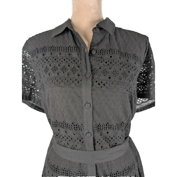 embroidered dress cream JANE dress Navy Eyelet main image 0